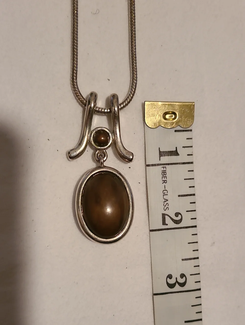 Vintage Liz Claiborne Cabochon Necklace Silver Tone Snake Chain